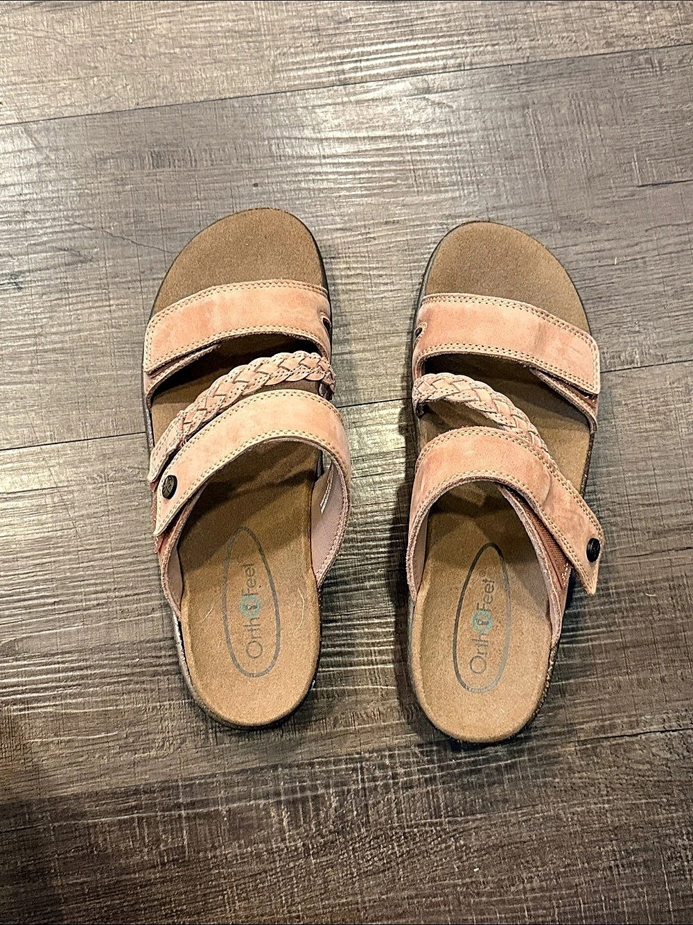 OrthoFeet Leather Sandals in Brown